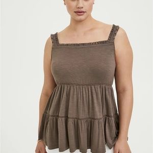 Torrid - Taupe Slub Jersey Shirred Hem Cami - 2x